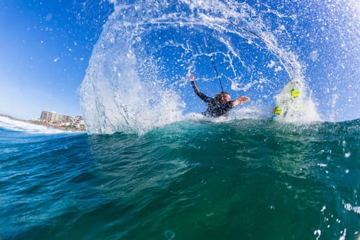 Girl Surfing surfer wave closeup water swimming action photo.