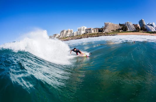Surfing surfer closeup wave action water photo.
