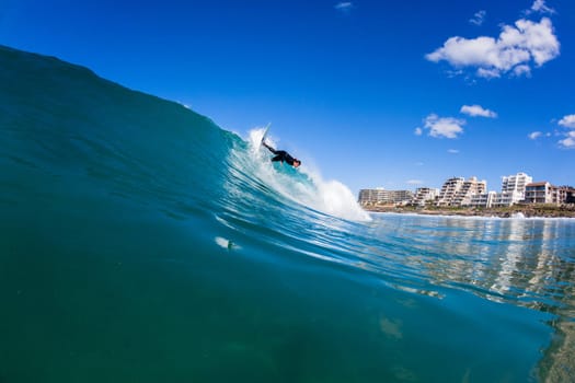Surfing surfer closeup wave action water photo.