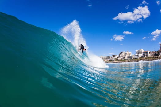 Surfing surfer closeup wave action water photo.