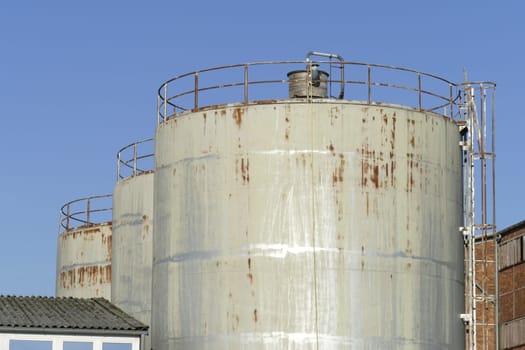 Old oil tank, industrial port, Bremen, Germany