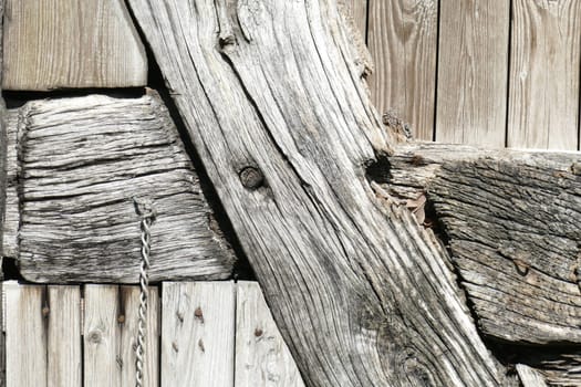 Gray timber beam at a wooden door, Bremen, Germany, Europe