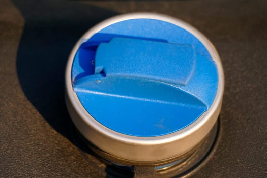 Blue gas cap from a truck