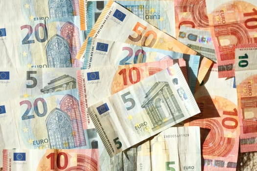 Banknotes with ten Euro notes, Euro banknotes, Germany- Europe