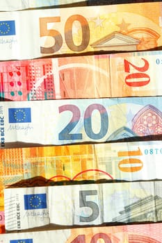 European currencies, colorful banknotes
