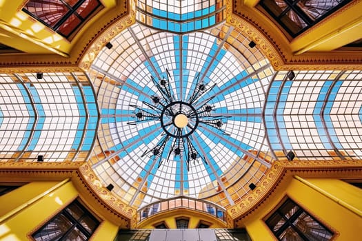 Glass roof of an Old passage in Oradea (capital city of Bihor County and Crisana region), Romania