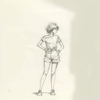 Individual in a simple t-shirt and shorts stands confidently with hands on hips, enjoying a sunny day in the park. The scene captures a casual vibe and youthful energy.