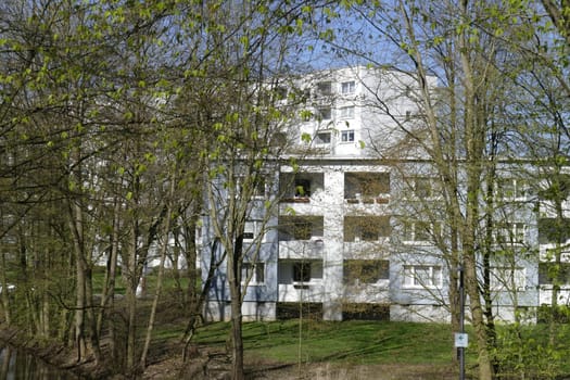 Residential house, skyscraper, trees, Vahr, Bremen