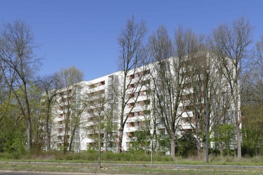 Residential house, skyscraper, trees, Vahr, Bremen