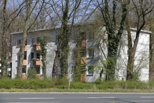 Residential house, skyscraper, trees, Vahr, Bremen