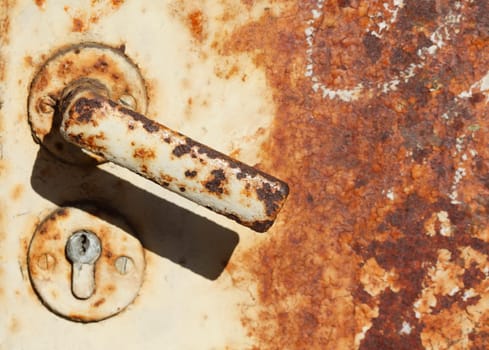 Old rusted metal door handle, Germany, Europe