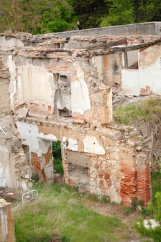 Remains of walls and debris of a demolished house, Salamanca, Castile and León, Spain