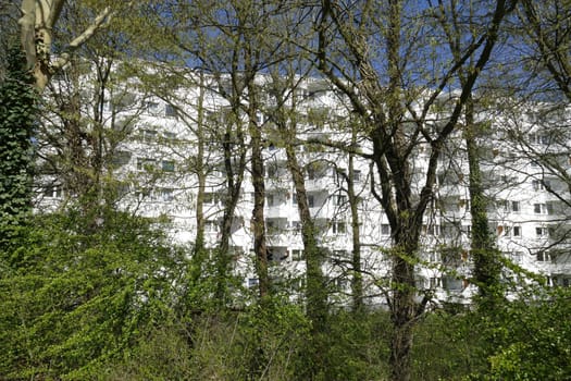 Residential house, skyscraper, trees, Vahr, Bremen