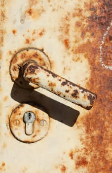 Old rusted metal door handle, Germany, Europe