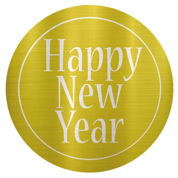 happy new year round metallic golden celebration greeting illustration
