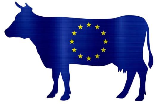 europe union cow flag euro blue metallic illustration