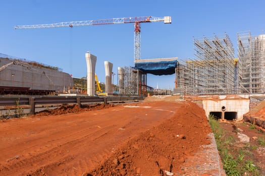 Industrial construction new road highway junction inter change projects  heavy earthworks.
