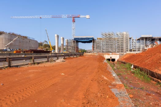 Industrial construction new road highway junction inter change projects  heavy earthworks.
