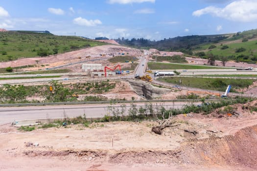 Industrial construction new road highway junction inter change projects  heavy earthworks.