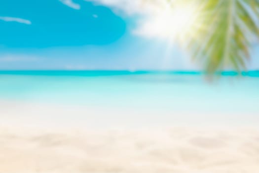 Sunny tropical Caribbean beach with palm trees and turquoise water