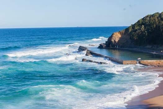 Thompsons Bay beach ocean tidal swimming pool coastline summer holiday landscape.