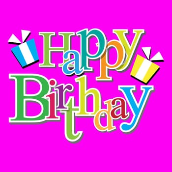 birthday party gift celebration pink colorful illustration