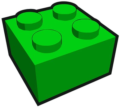 block toy build plastic cube piece illustration green