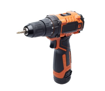 Cordless drill screw gun with screw drive (screw bit) isolated on a white background