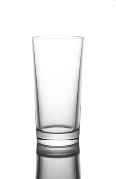 Empty clear glass, isolated on white background.