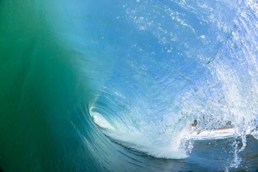 Ocean swimming closeup encounter water photo inside hollow crashing wave.