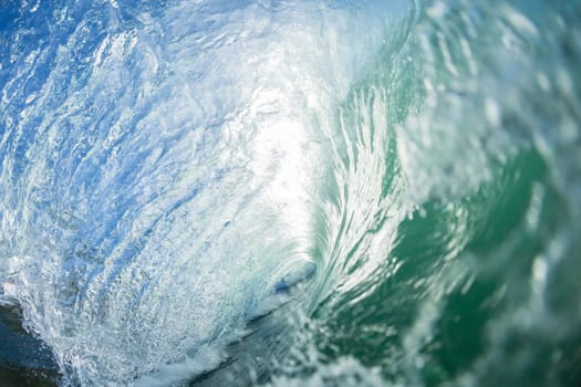 Ocean swimming closeup encounter water photo inside hollow crashing wave.