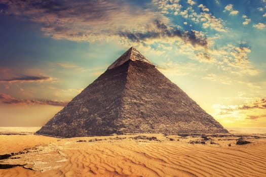 Beautiful view of the Pyramid of Khafre, Giza, Egypt.