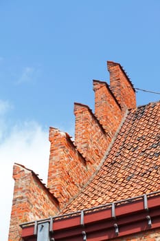 Red roof gable, roof, roof tile, Treppengiebel, Lübeck, Schleswig-Holstein, Germany, Europe