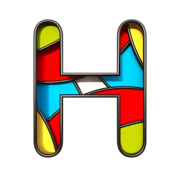 Multi color layers font Letter H 3D rendering illustration isolated on white background