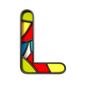 Multi color layers font Letter L 3D rendering illustration isolated on white background