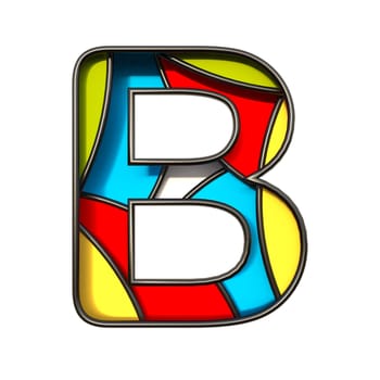Multi color layers font Letter B 3D rendering illustration isolated on white background