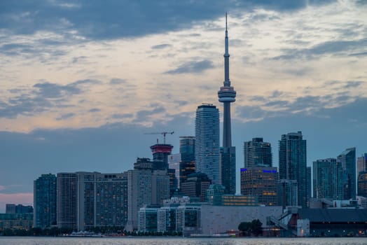 Skyline of Toronto in Canada from the lake Ontario