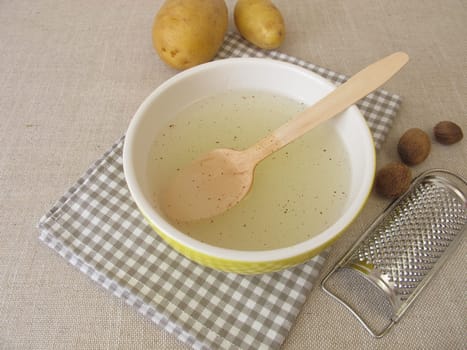 Dumpling broth with nutmeg