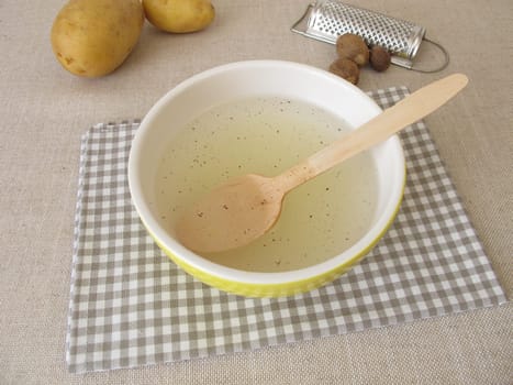 Dumpling broth with nutmeg