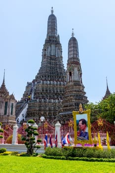 Bangkok, Thailand, March 2013 Wat Arun temple and painting of King's sweat drop
