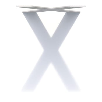 Vertical drop shadow font Letter X 3D render illustration isolated on white background