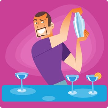 Stylish bartender prepares a cocktail at the bar