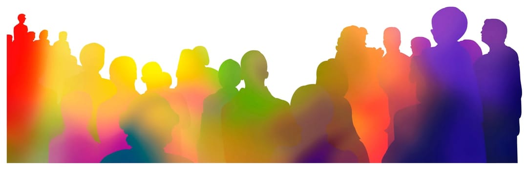 spectator silhouette colorful rainbow