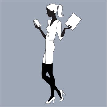 The Secretary or businesswomen looking at email on the smartphone, in the hands of the documents