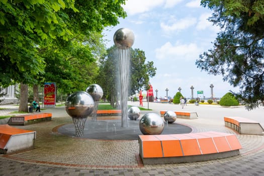 Anapa, Russia - May 13, 2019: Fountain "Pearl of Anapa"", installed on the central embankment of Anapa"