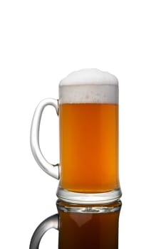 Beer mug with foam isolated on white background.