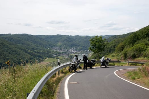 View from Valwiggerberg into the Moselle valley on Cochem-Sehl, Valwig, Rhineland-Palatinate, Germany