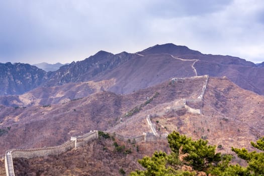 Great Wall of China, Mutianyu section near Beijing, panoramic view, autumn