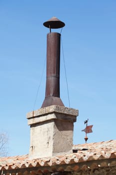 Old chimney, chimney-pipe, roof, all-city, Ávila, Castile and León, Spain