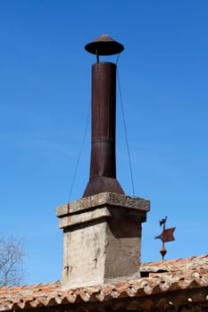 Old chimney, chimney-pipe, roof, all-city, Ávila, Castile and León, Spain
